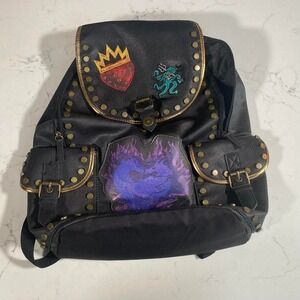 Disney Descendants Black Studded‎ Backpack — Faux Leather, Mal/Evie/Uma Patches